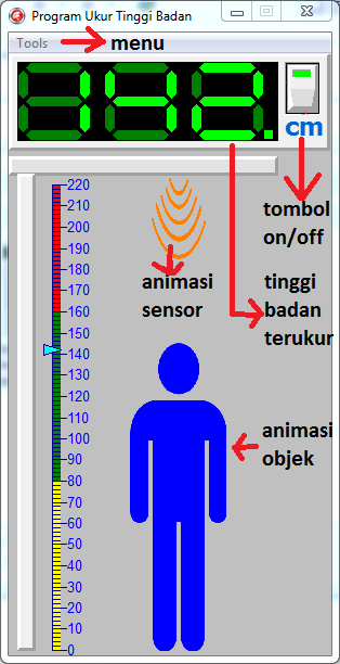 Alat ini dipasang pada dinding di bagian atas dengan cara dipaku. Aplikasi Pengukur Tinggi Badan Dengan Delphi Saptaji Com