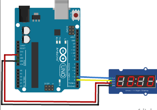 rangkaian arduino tm1637 seven segment