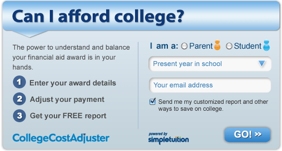 CollegeCostAdjuster widget for use on partner and affiliate sites.