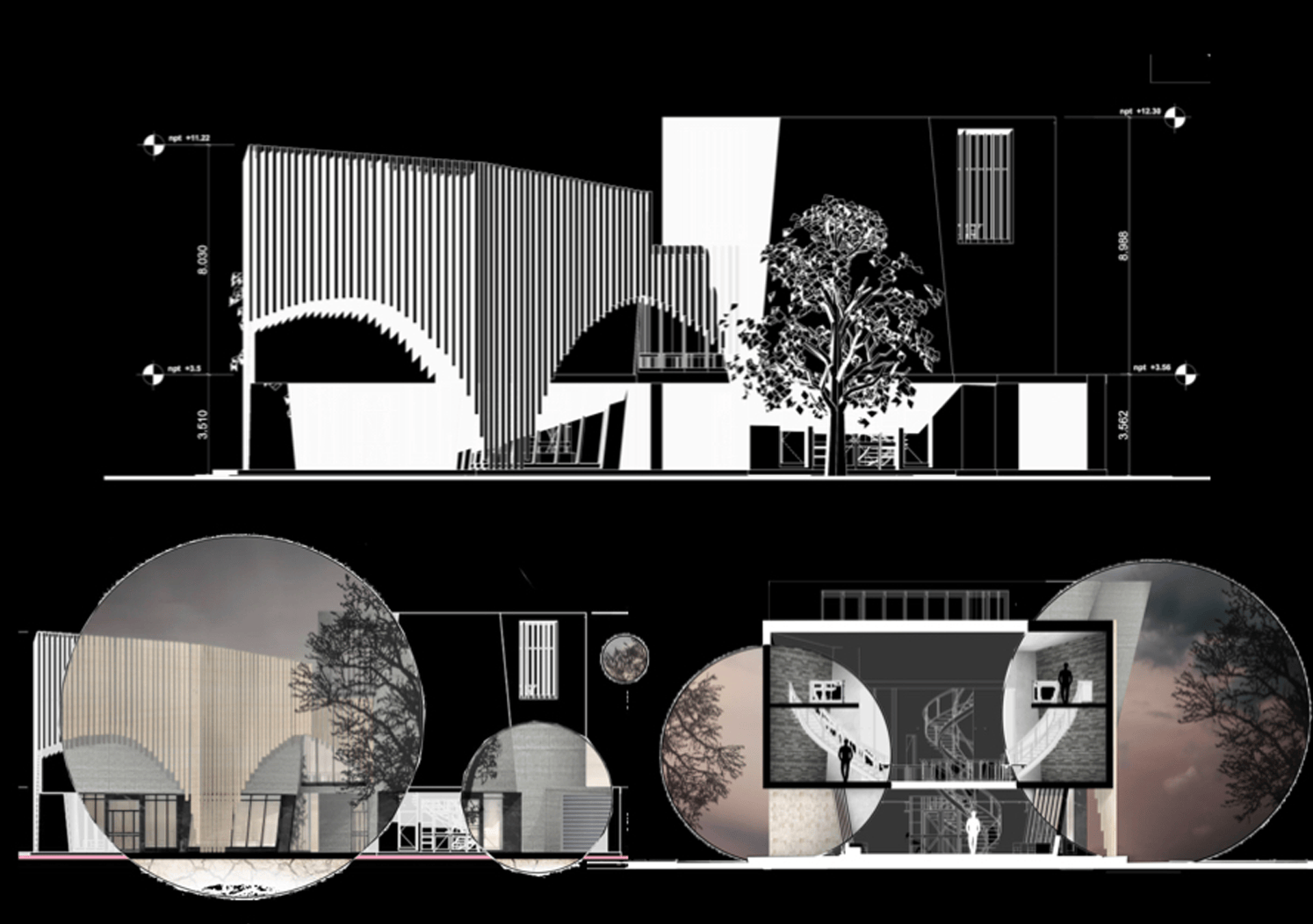 Representation and Communication II at PUCMM exploring the transition from hand drawing to BIM and digital architectural representation.