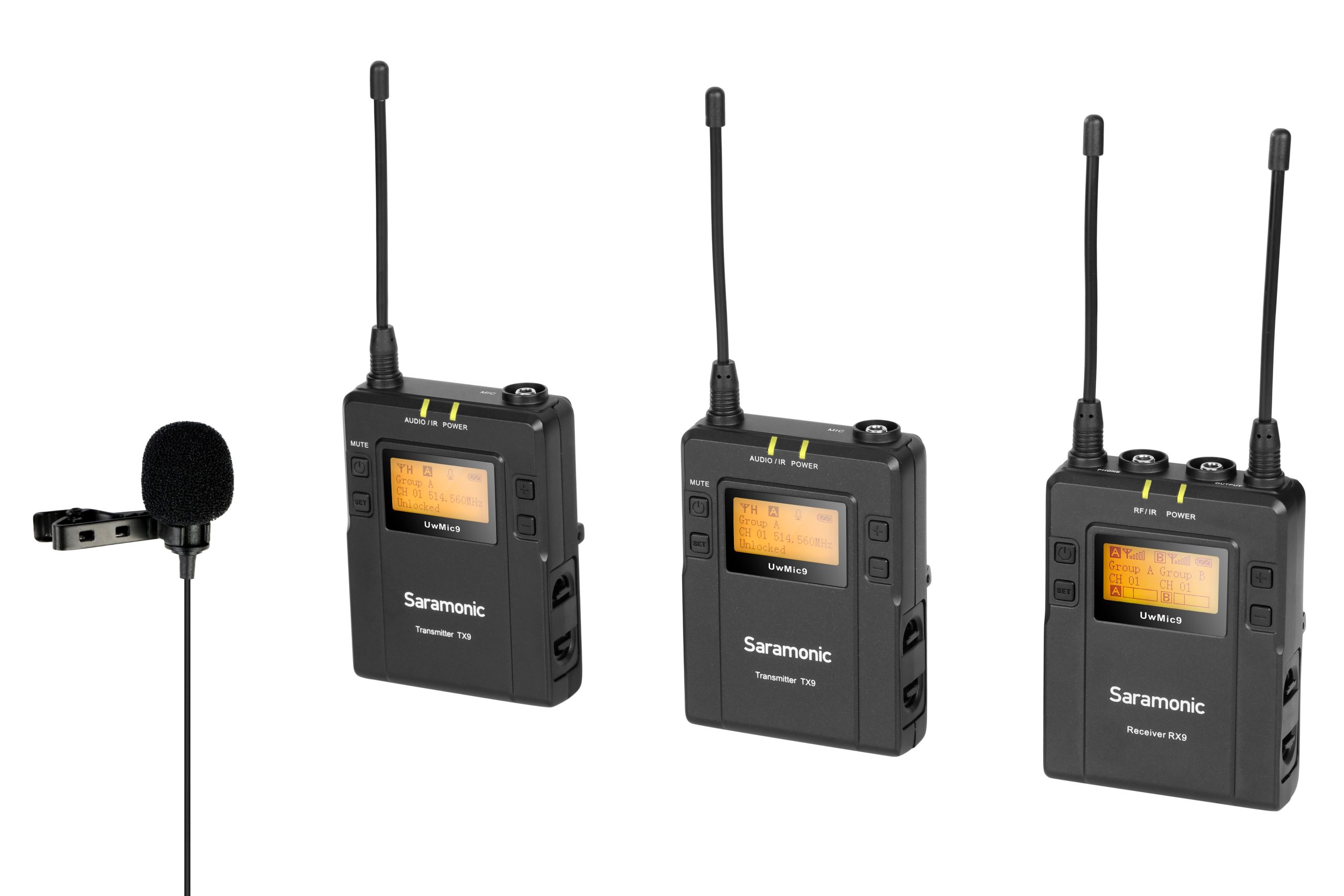 Uwmic9S KIT 2- RX9+TX9+TX9: UHF Wireless Lavalier Microphone System