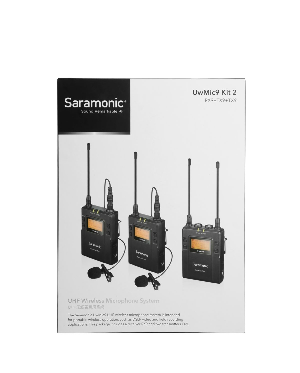 Uwmic9-Kit2-Rx9+Tx9+Tx9: UHF Wireless Lavalier Microphone