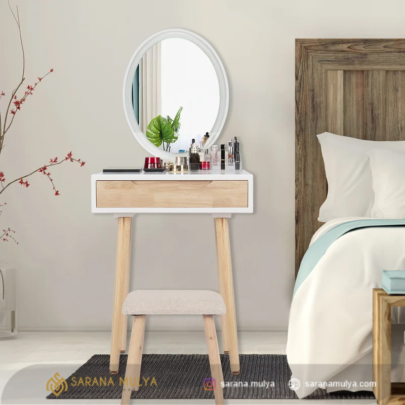 Meja Rias Minimalis Jati Natural - Sarana Mulya