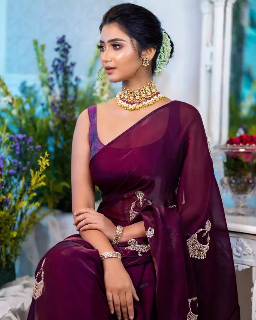 Ankita Mallick - Wine Saree
