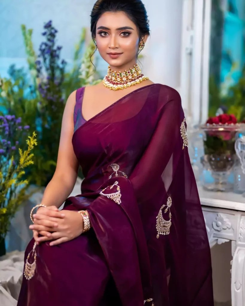 Ankita Mallick - Wine Saree
