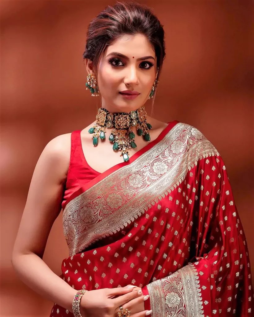 Lahoma Bhattacharya - Bridal Red Banarasi Saree