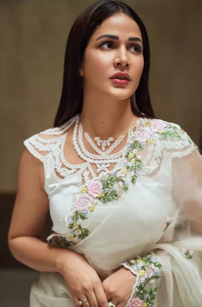Lavanya Tripathi - White Organza Saree
