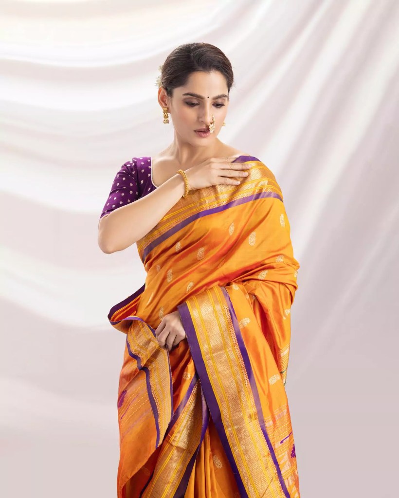 Priya Bapat - Yellow Golden Silk Saree