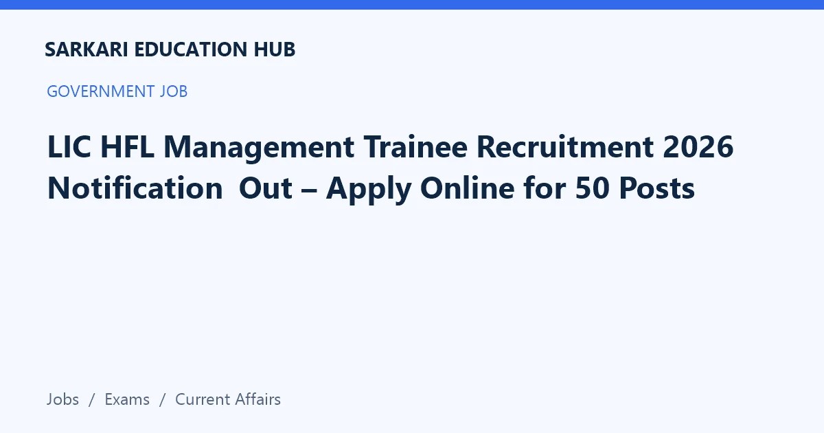 Article title card: LIC HFL Management Trainee Recruitment 2026 Notification Out – Apply Online for 50 Posts