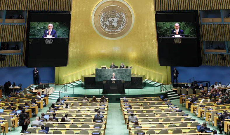 انسحاب مندوبي الأمم المتحدة ووفود مشاركة في الجمعية العامة قبيل إلقاء نتنياهو كلمته