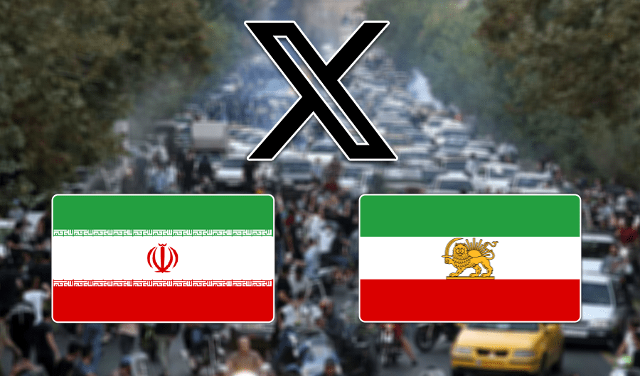 &laquo;إكس&raquo; تغيّر علم إيران الرسمي الحالي إلى علم الدولة البهلوية