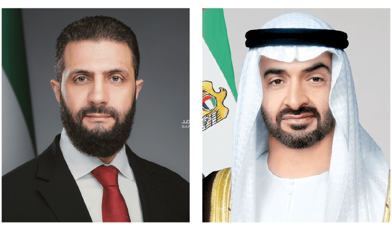الشرع يجدد تضامن سوريا مع الإمارات إزاء الاعتداءات الإيرانية التي تواصل استهداف أراضيها