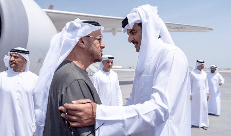 أمير قطر يبحث مع الرئيس الإماراتي تطورات الأوضاع الإقليمية والدولية