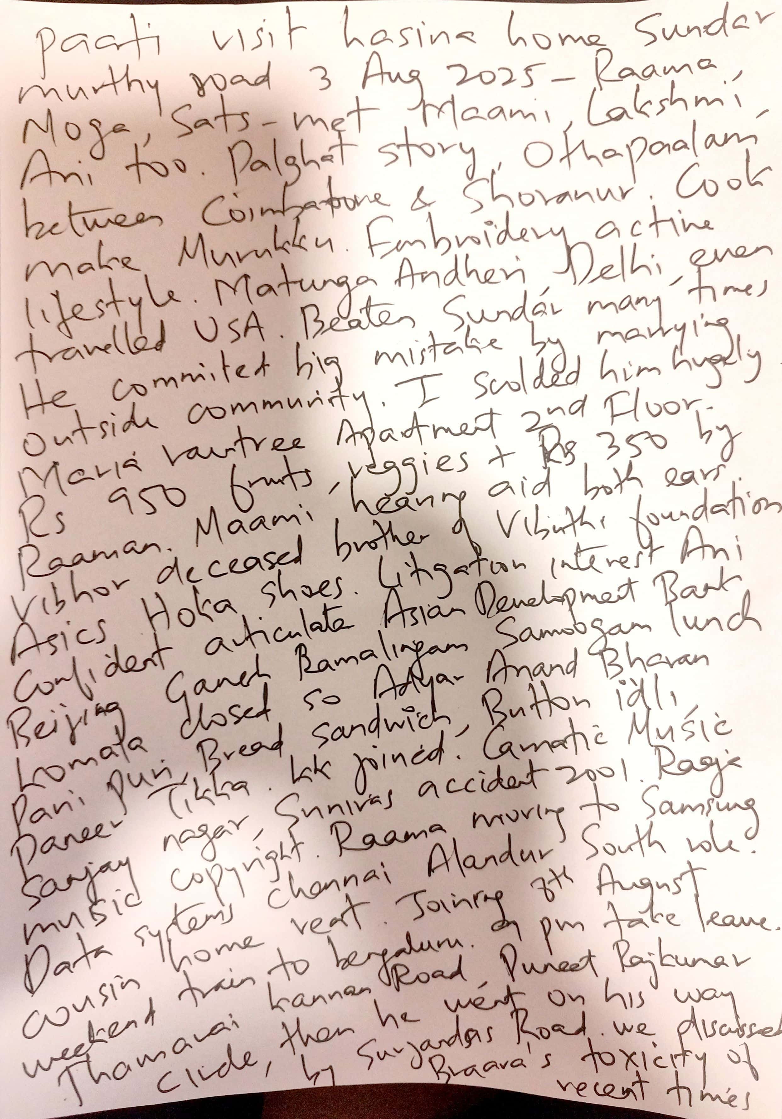 Handwritten notes describing a cafe rave dance event and related activities, including details about location, participants, and personal experiences.