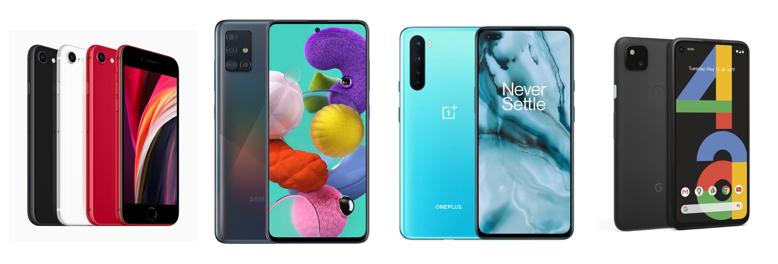 Read more about the article Apple iPhone SE vs Samsung Galaxy A51 vs OnePlus Nord vs Google Pixel 4a