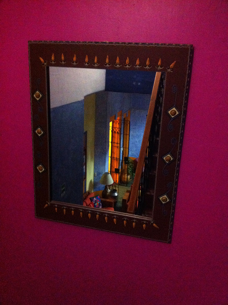 Brightly colored walls make the place look festive.