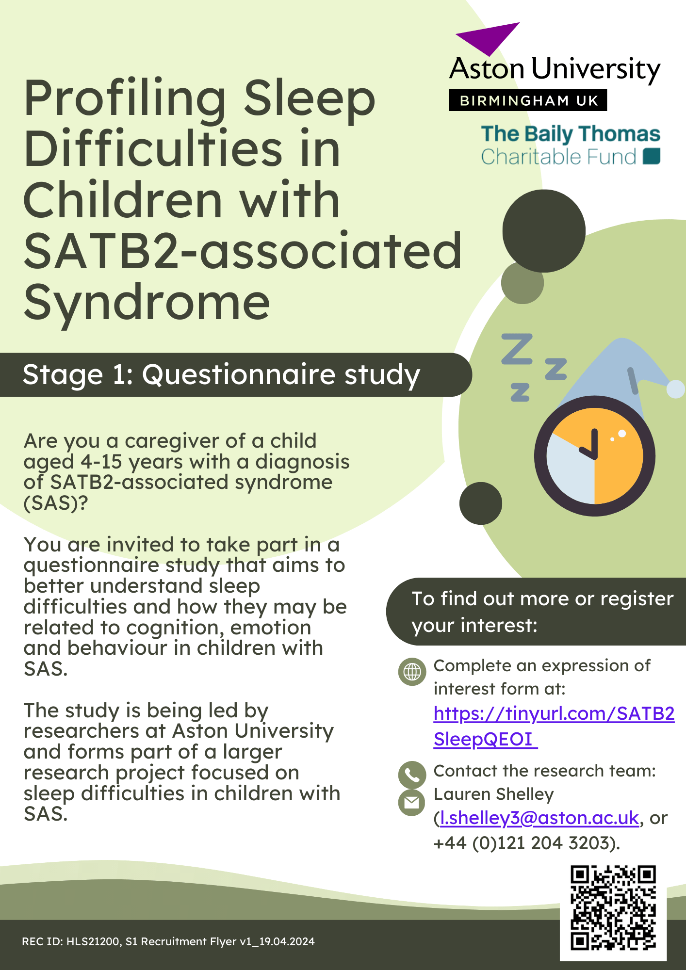Sleep Research Recruitment - SATB2 Gene Foundation