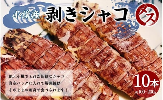 小樽産 剥き シャコ メス 10本 約100～200g 蝦蛄 刺し身 - 小樽