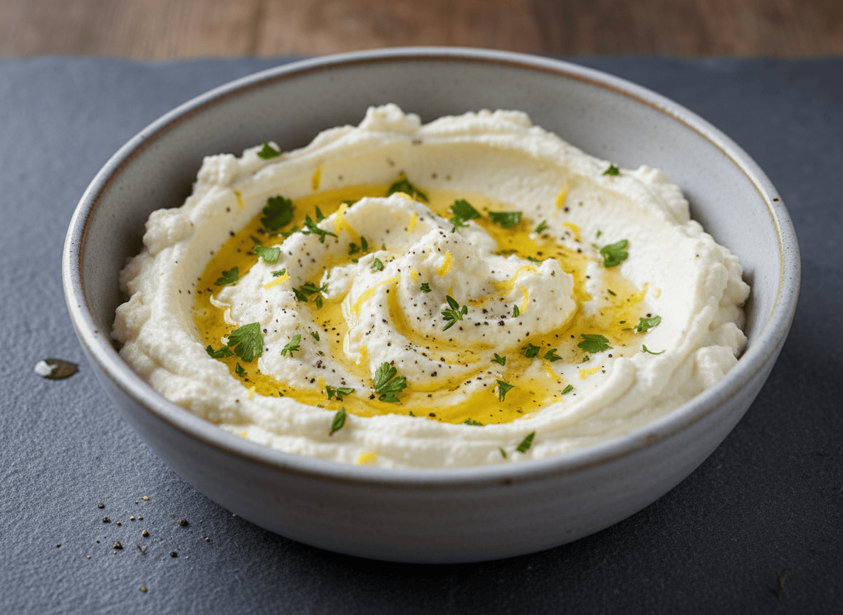 Lemon Ricotta Dip served in a bowl.