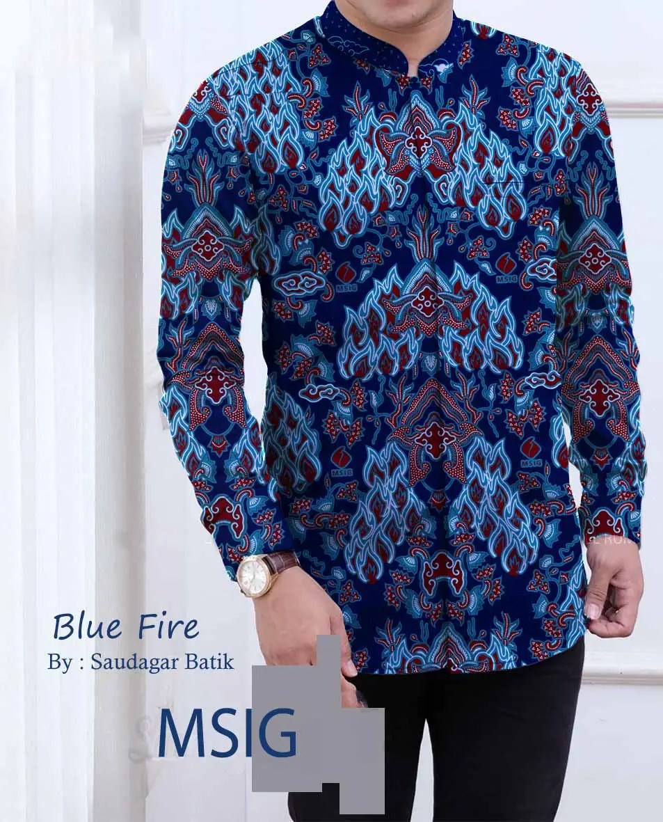 seragam batik custom motif blue fire