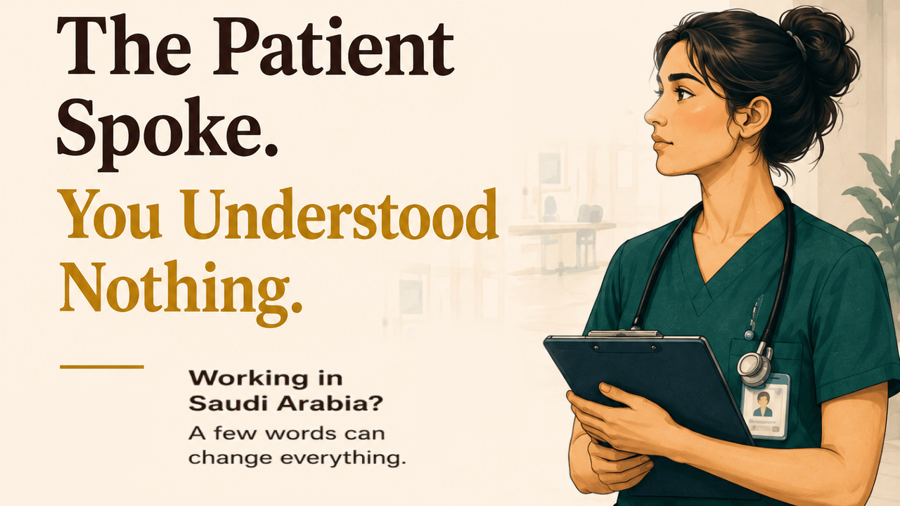 Saudi Arabic for nurses in Saudi Arabia helping healthcare workers understand patients and communicate confidently in hospitals and clinics.