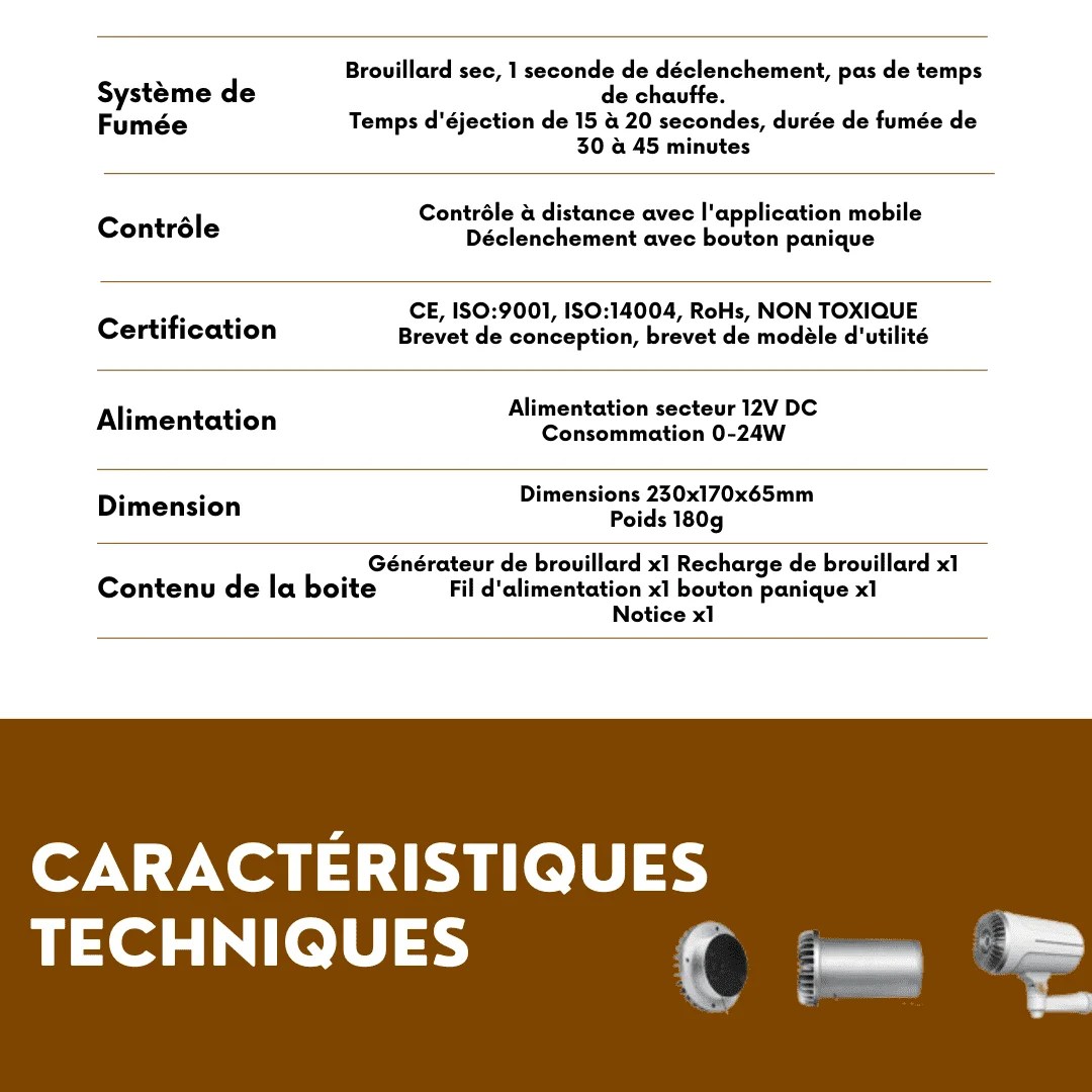 Générateur de brouillard Tuya de sécurité anti-cambriolages et intrusions