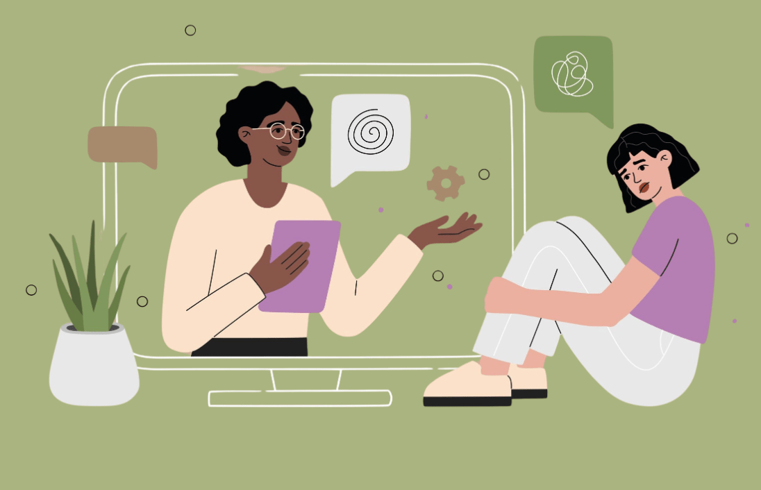 ilustracija psiholoske online seanse