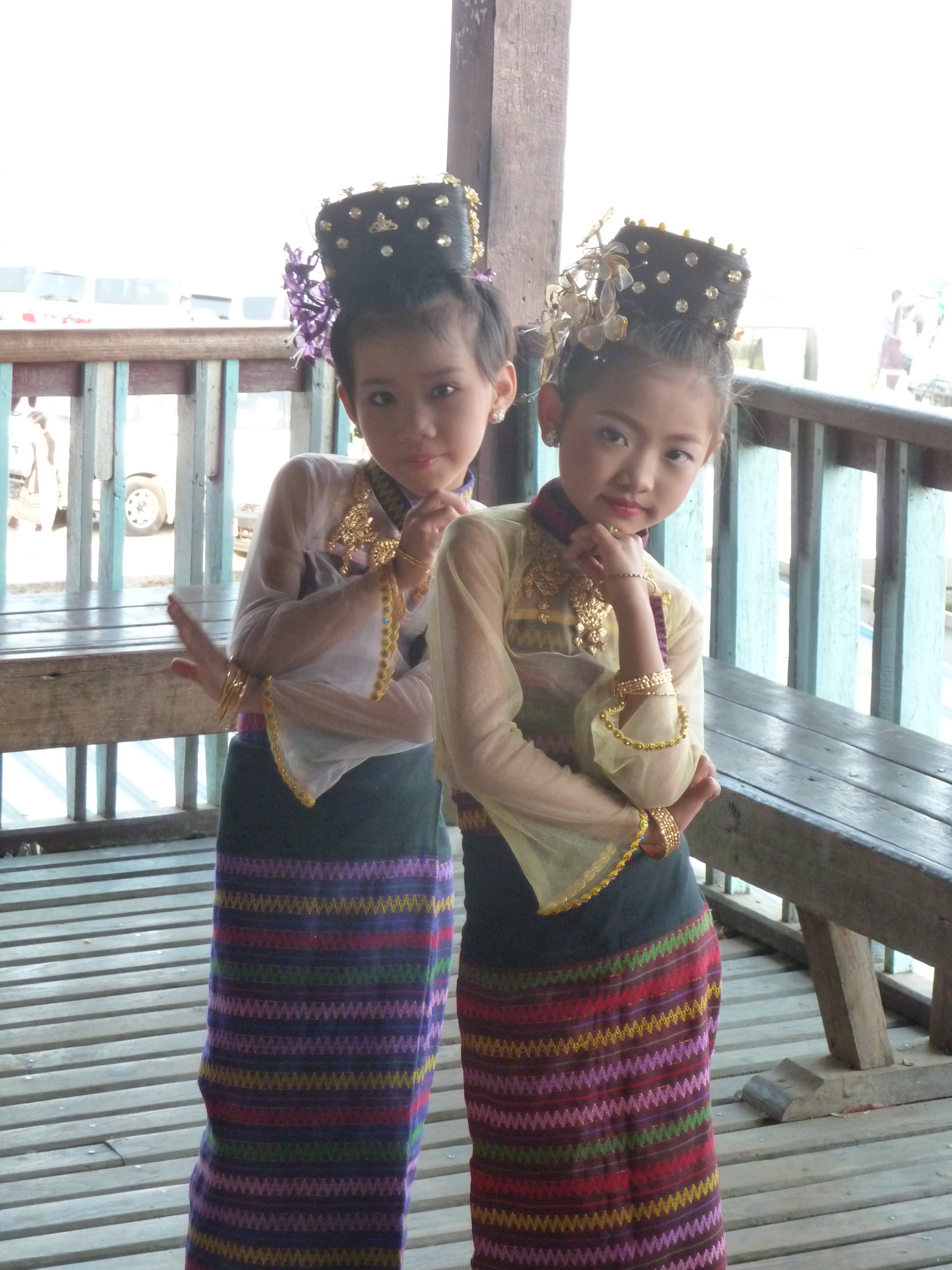 local girls hamming it up for tourists