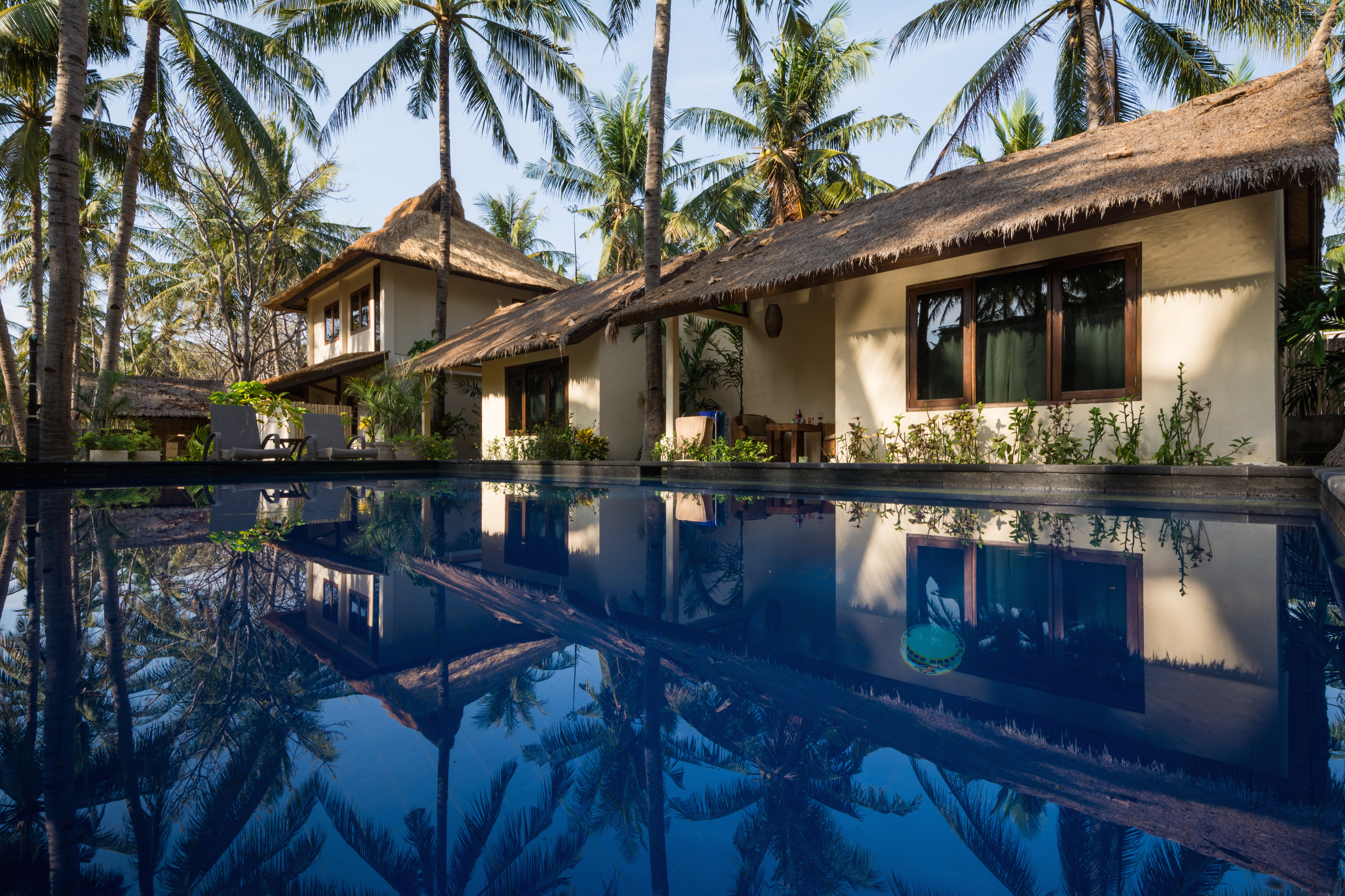 looking across the pool