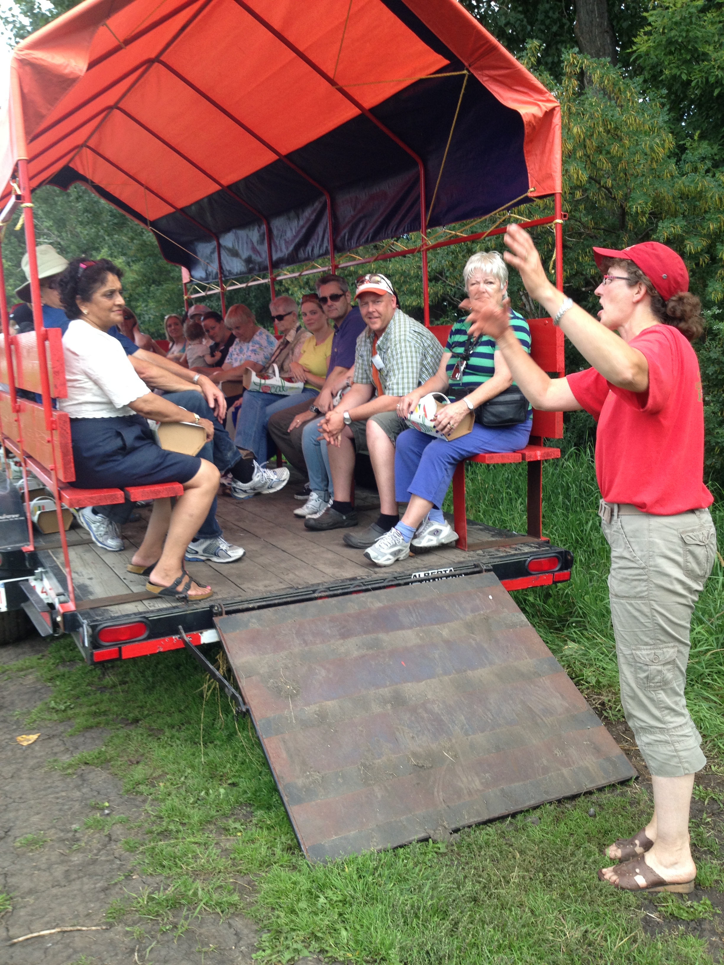 We visited The Jungle Farm's pumpkin patch via this bright red wagon photo - Karen Anderson