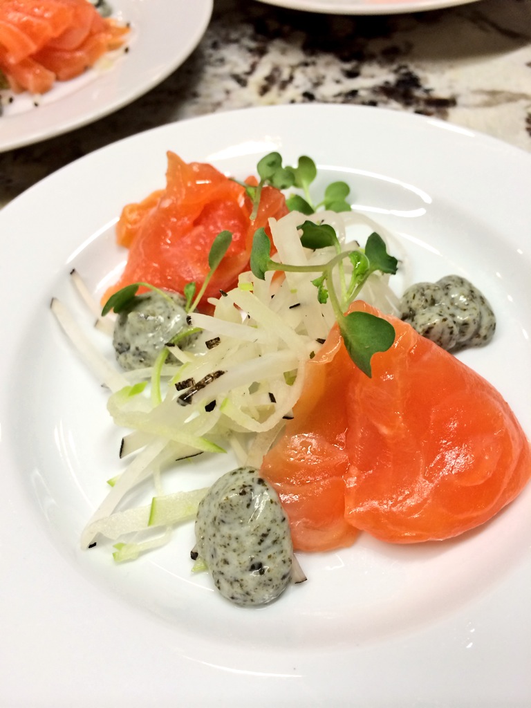 Relais & Chateaux Kensington Riverside Inn's Chef's Table played with gravlax - so on trend worldwide with the dominance of all things Scandanavian photo - Karen Anderson