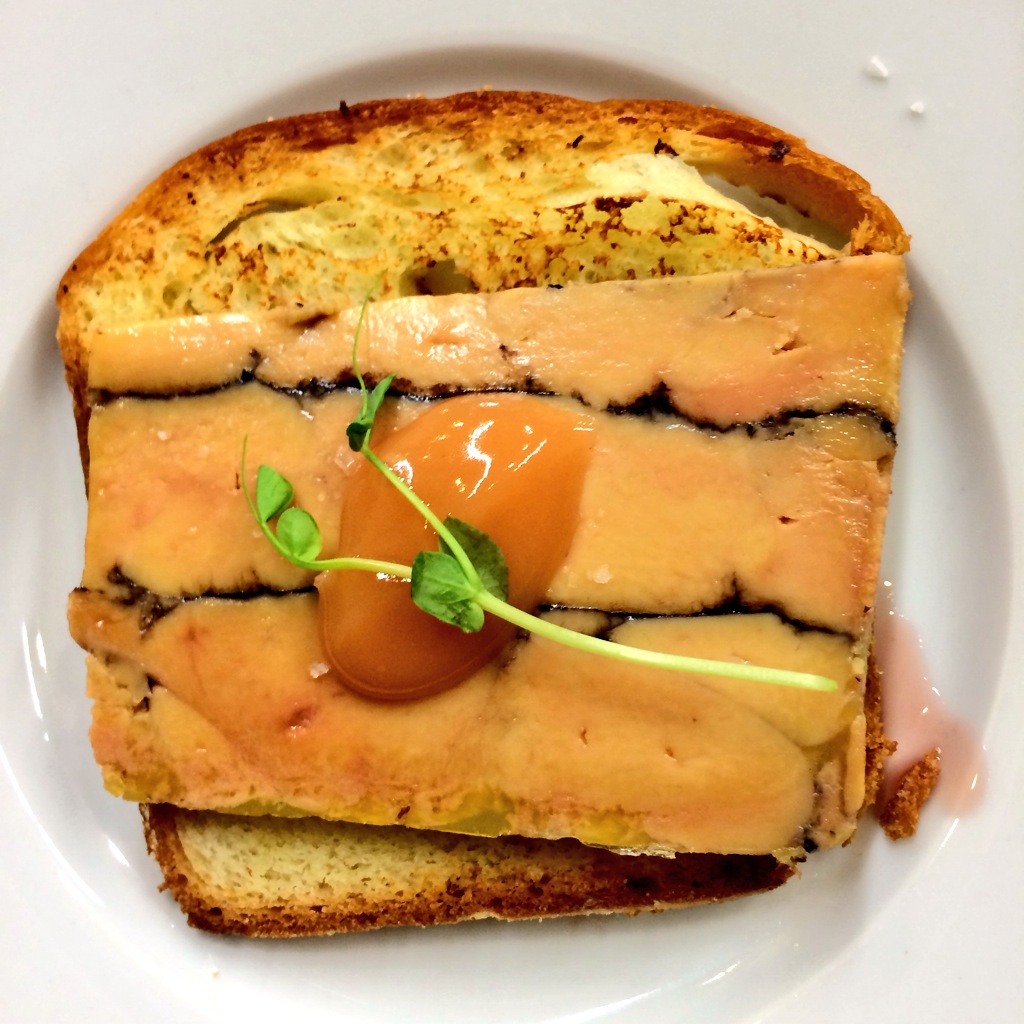 Brioche Toast with foie gras and chocolate terrine from Rouge Restaurant - savoury melt-in-your-mouth heaven photo - Karen Anderson