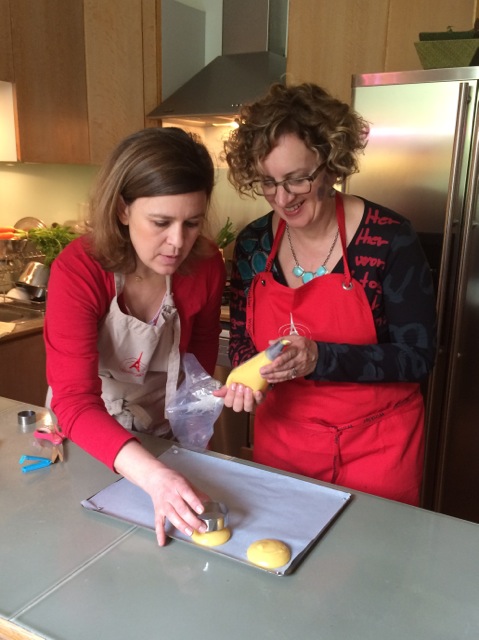 me getting help from my friend Aurelie - photo - Karen Anderson