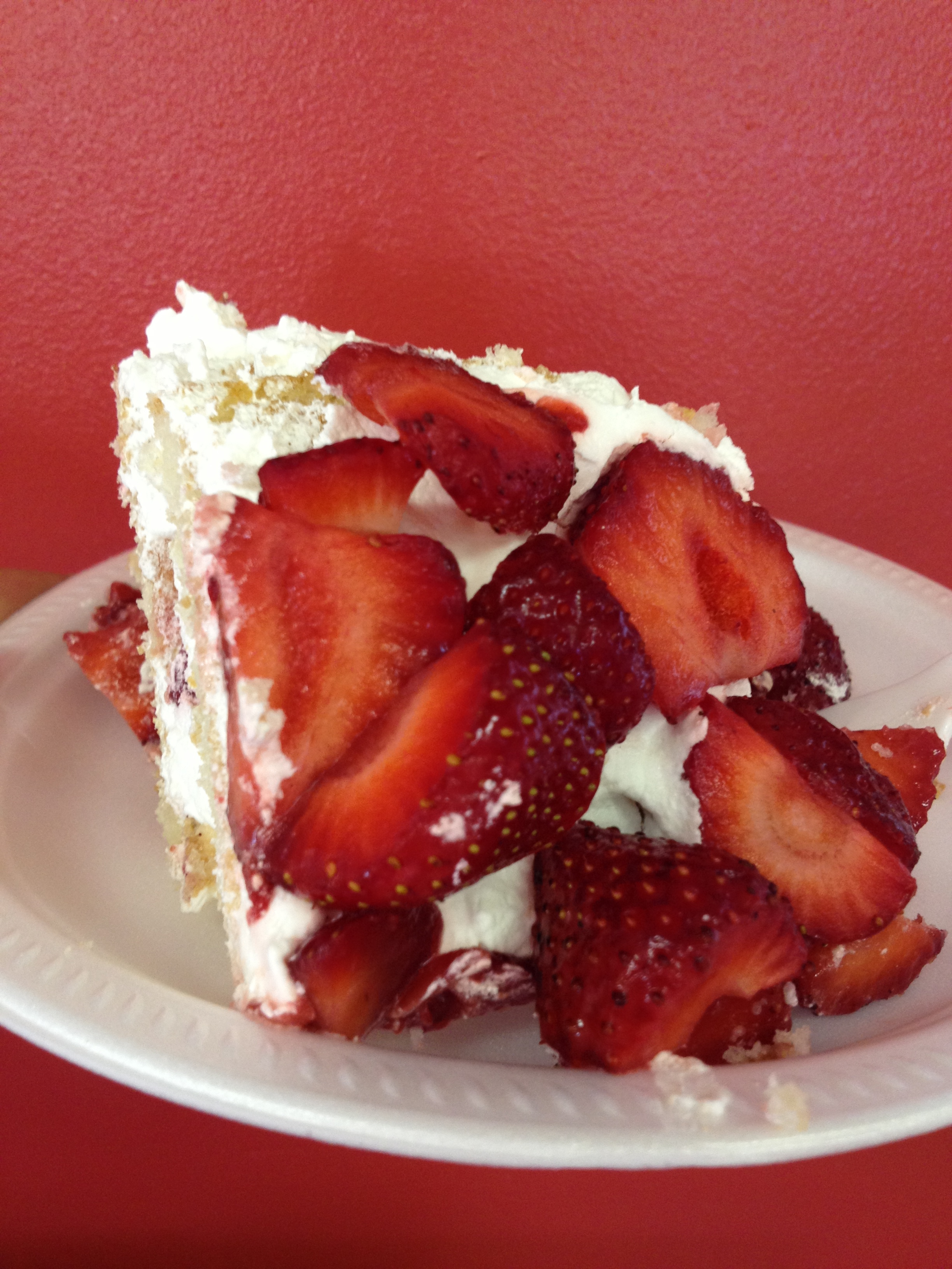 strawberries and cream with white cake - photo - Karen Anderson