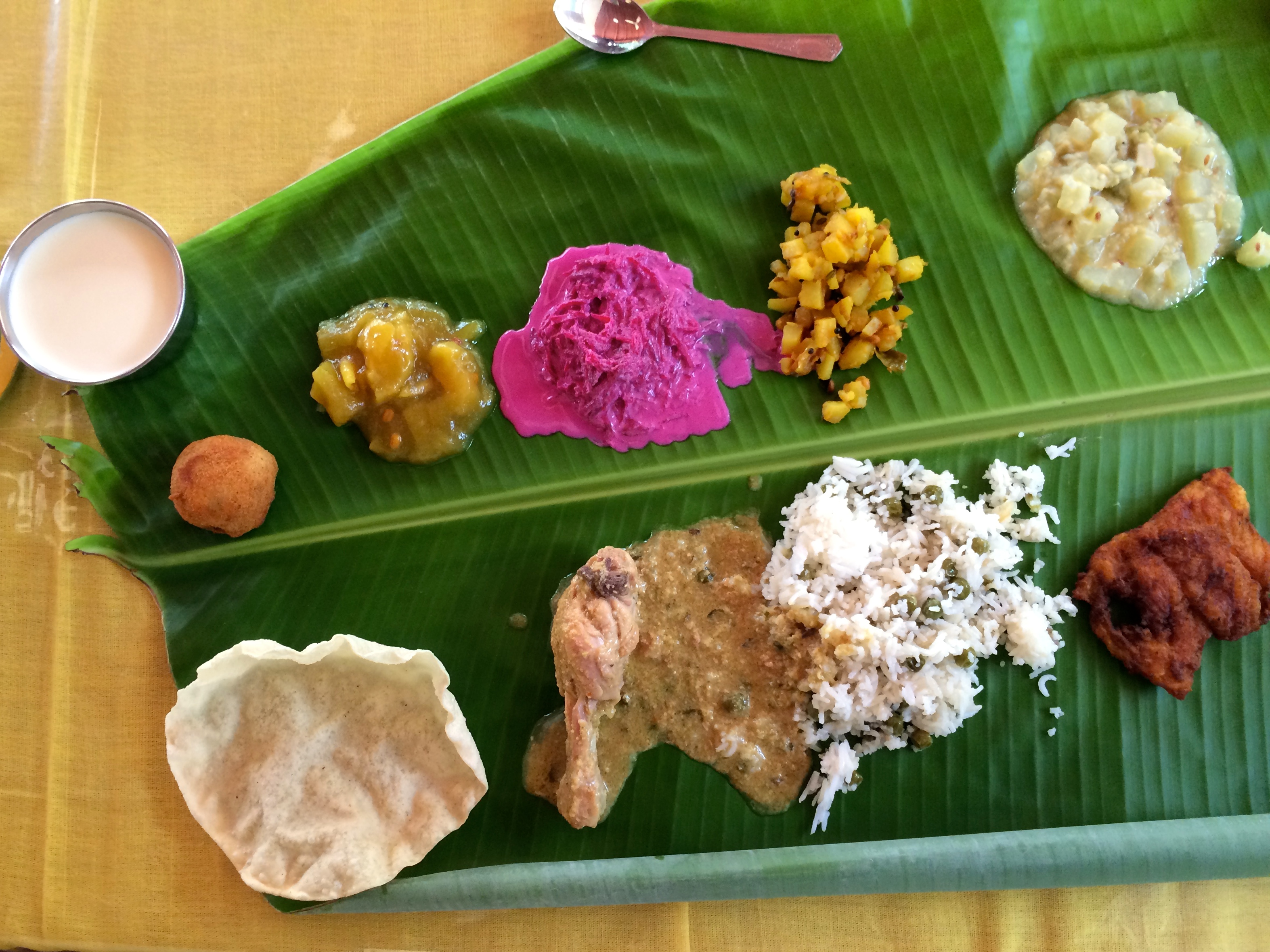 banana leaf thali - Chettinad - photo - Karen Anderson