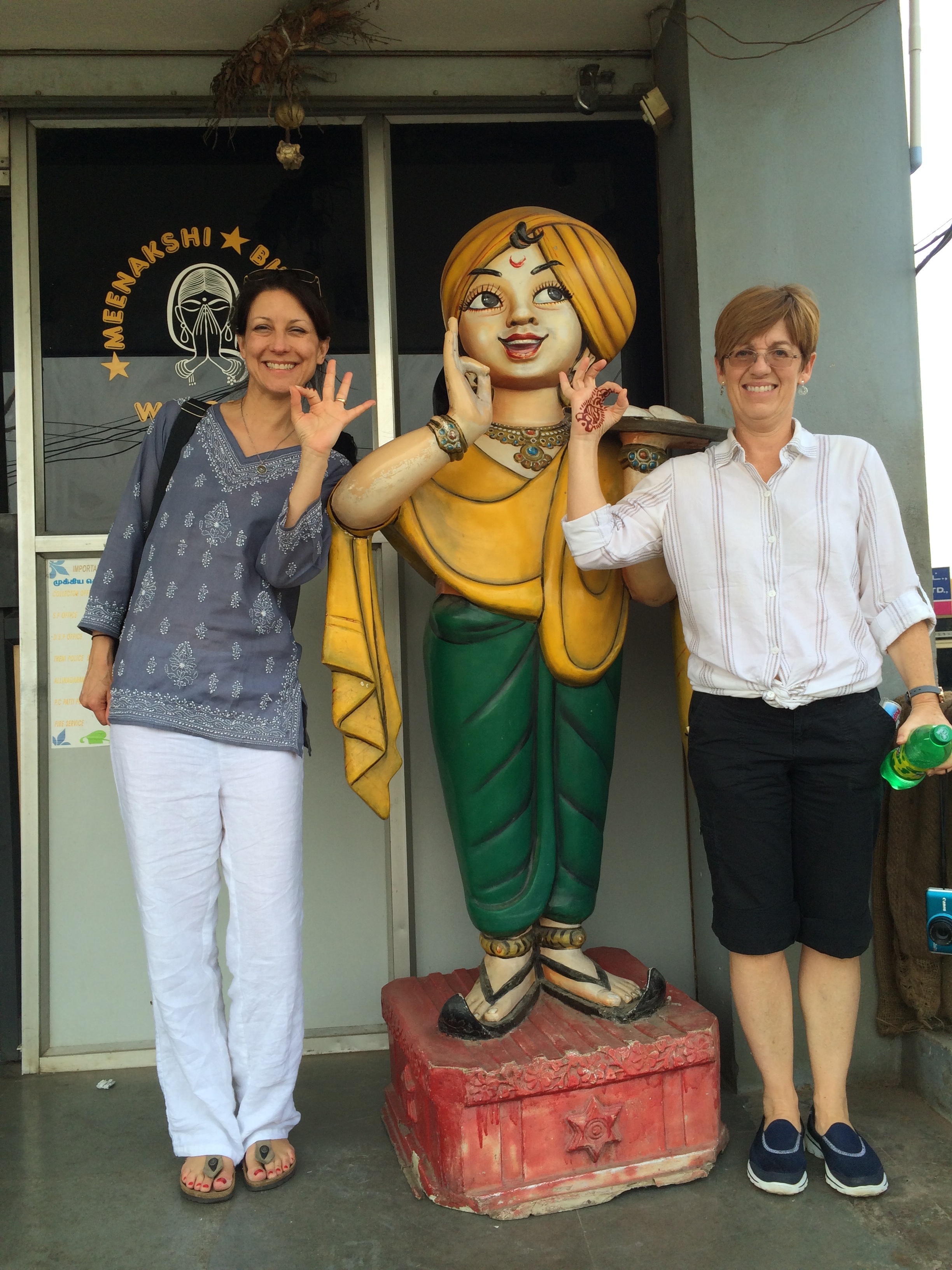 Pauli-Ann and Patti loving the chai stop in Tamilnadu - photo - Karen Anderson