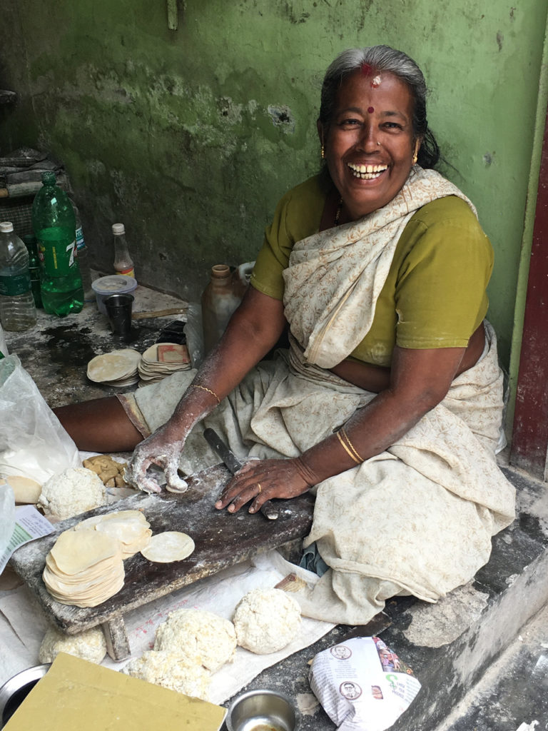 Faces Places and Plates - Usha - a local papadam maker
