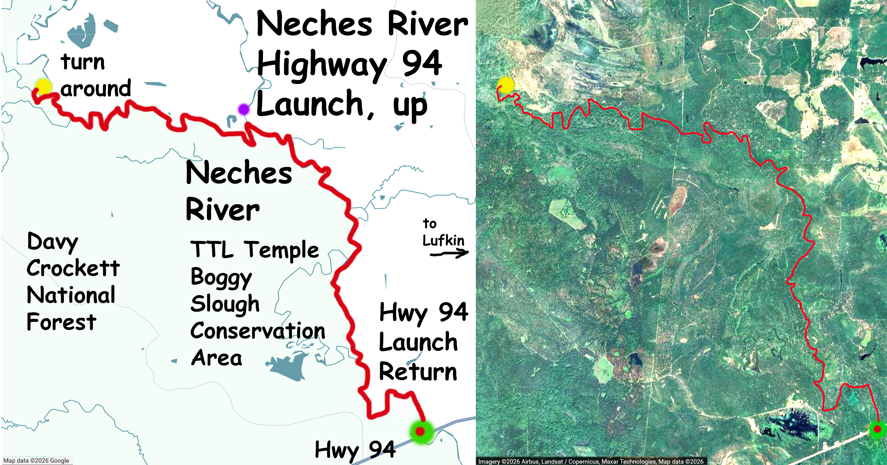 Neches River, Highway 94 Launch, up – www.SawdustRiver.com