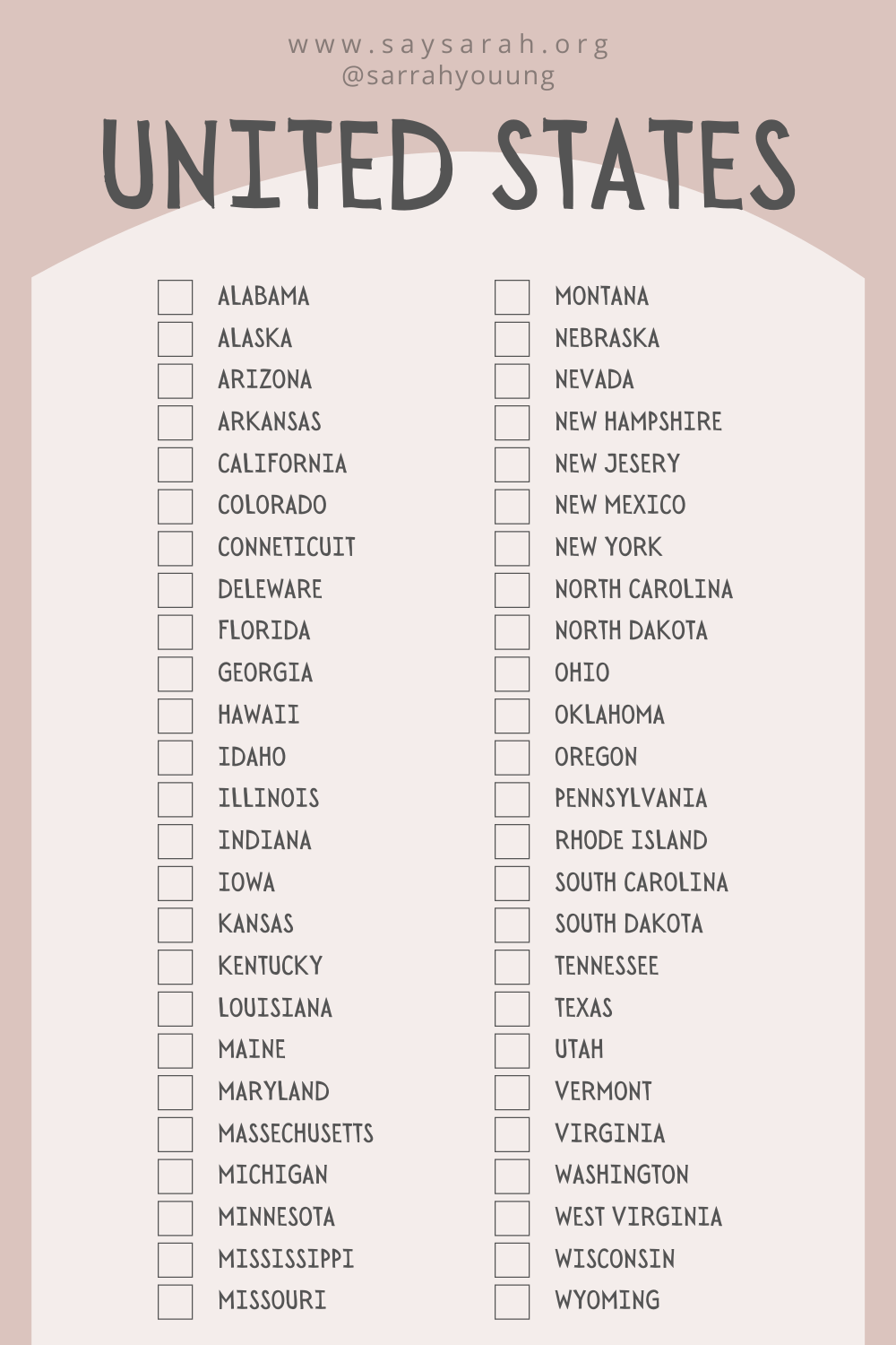 Printable List Of Us States Lists 