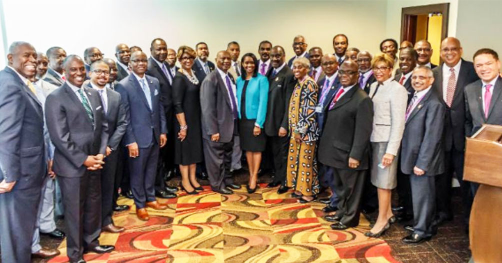 AME Church Bishops pose with Black bankers and business leaders after announcing historic partnership. PHOTO: Klarque Garrison/Trice Edney News Wire