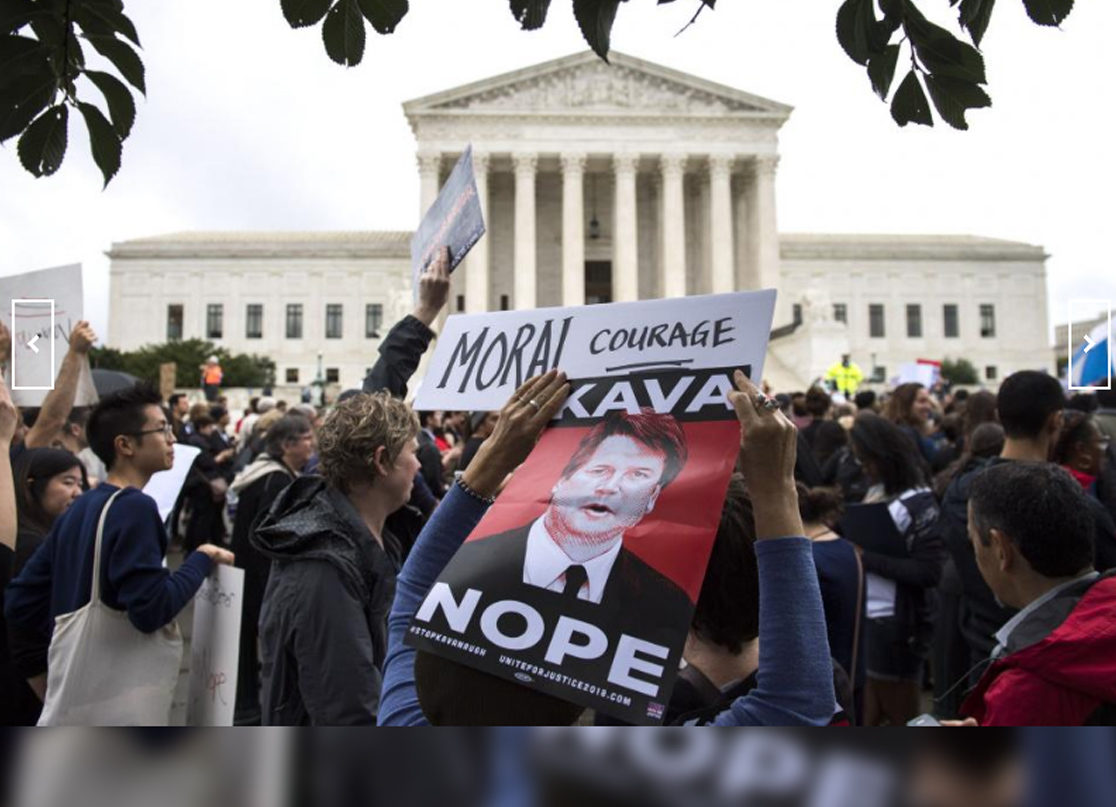 Demonstrators protest against Supreme Court Justice nominee Brett Kavanaugh outside of the Supreme Court in Washington, D.C. on Monday. Photo by Kevin Dietsch/UPI | License Photo