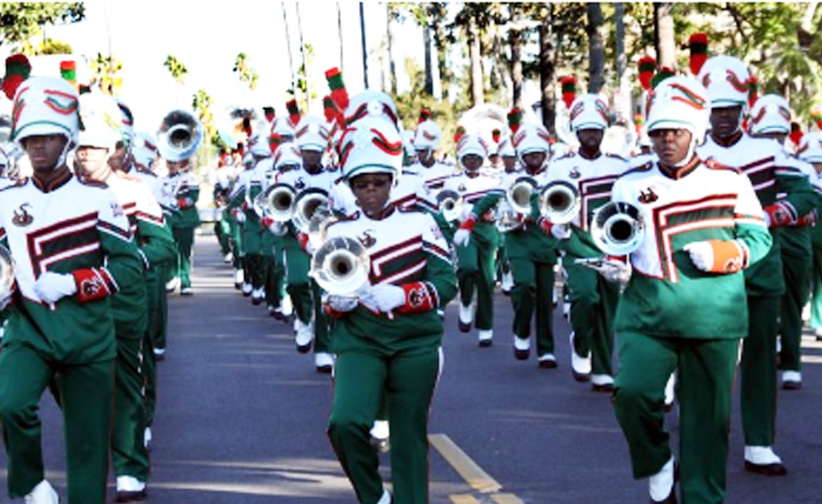 More than 200 FAMU band members performed outside First AME Church – L.A. on Dec. 30. Clayton Everett photo