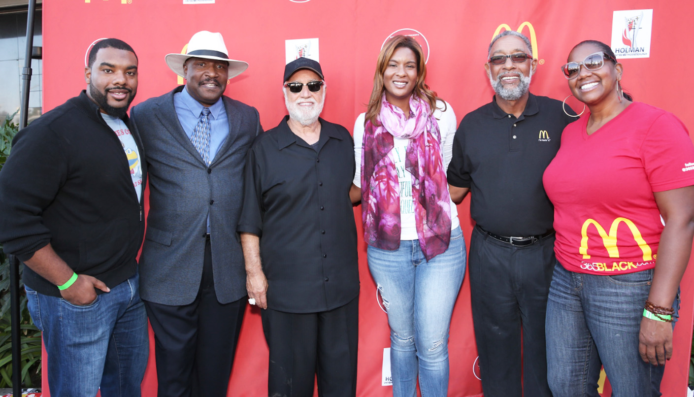 Kyle Webb, Lindsay Hughes, Danny Bakewell (LA Sentinel) Kiana Webb, Reggie Webb and Nicole Enearu attend McDonald's 10th Annual Inspiration Celebration Gospel Tour at the Taste of Soul Festival on October 15, 2016