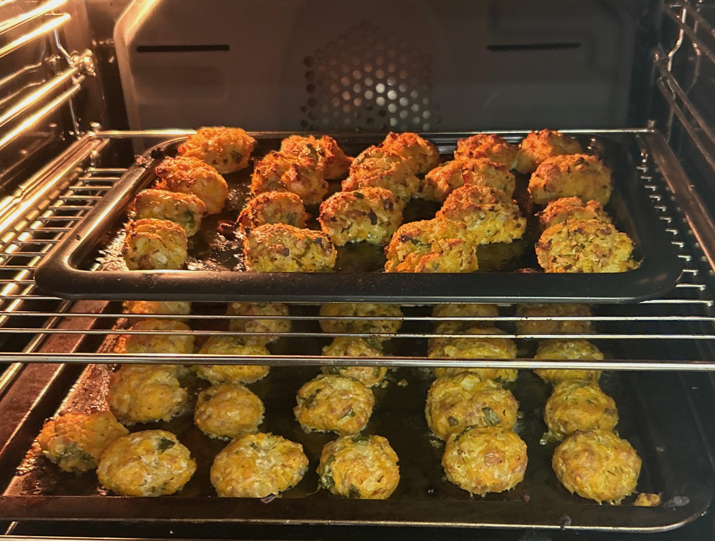 Thai Pumpkin & Pork Rissoles baked and ready to be wrapped!