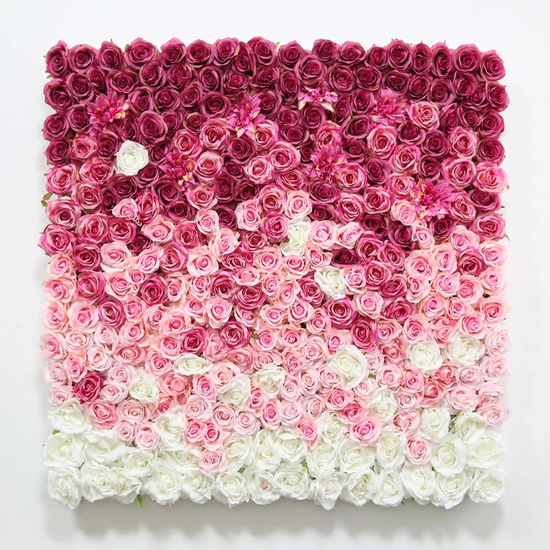photo Pink Artificial Flower Wall gradient color red pink wedding