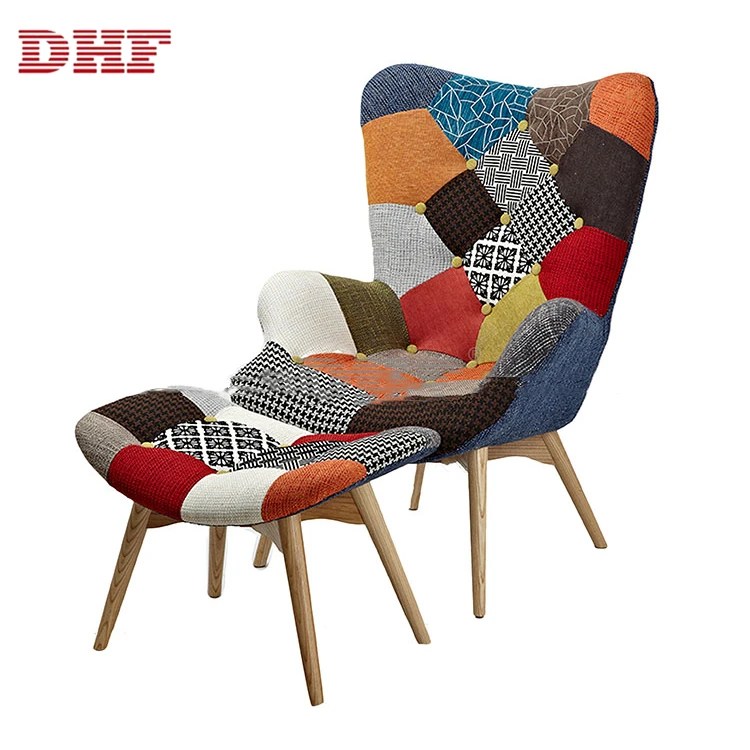 Dhf Fabric Seat Patchwork Wooden Modern Leisure Lounge Chair Buy Lounge Chair Wooden Lounge Chair Modern Lounge Chair Product On Alibaba Com