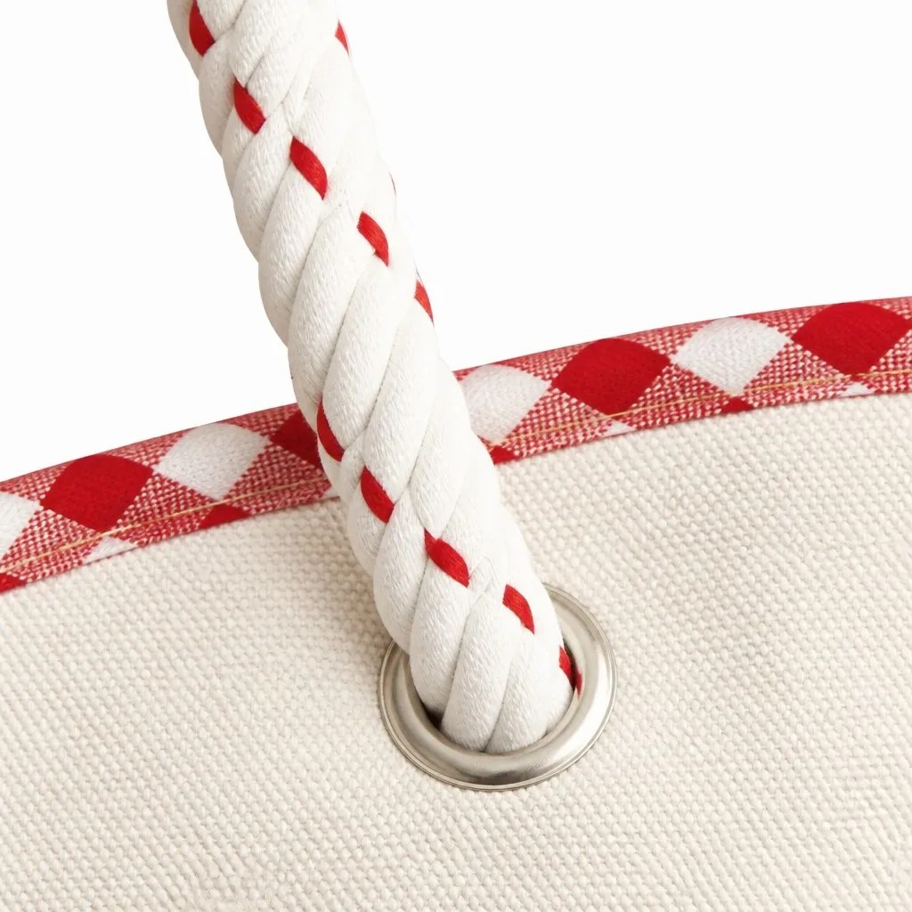 Canvas Shopping Bag rope handle grommet detail