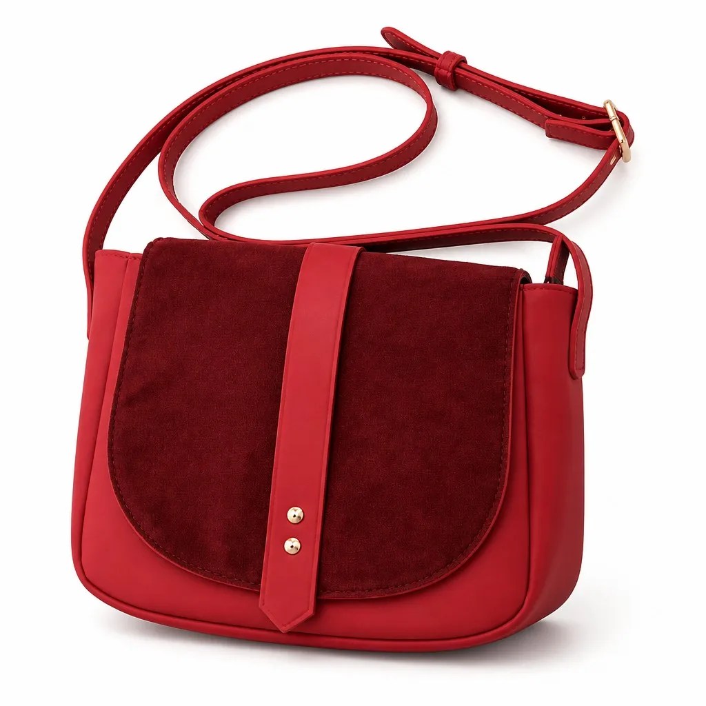 PVC Shoulder Bag open view three quarter angle
