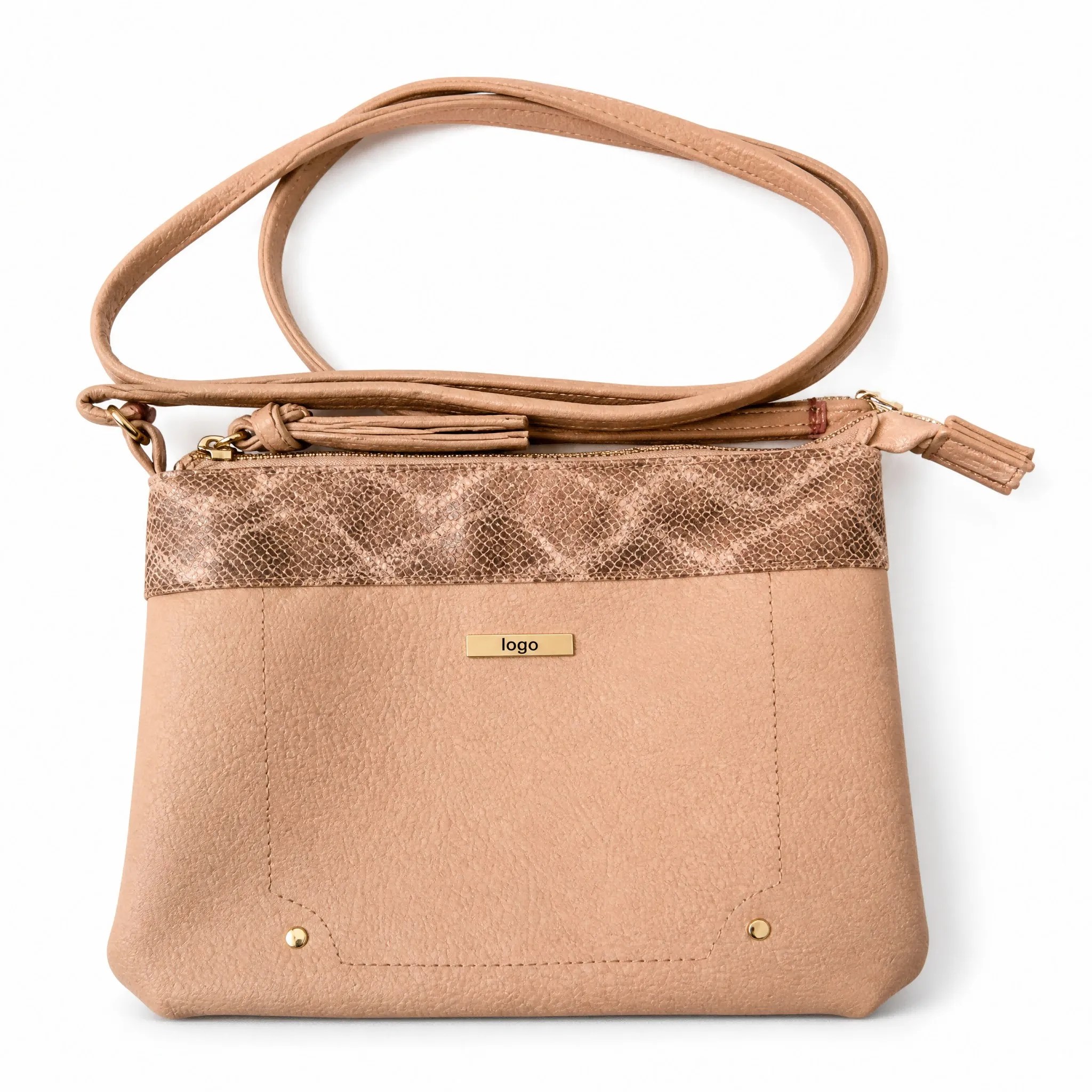 Vintage PVC Shoulder Bag front view with snakeskin band and gold hardware