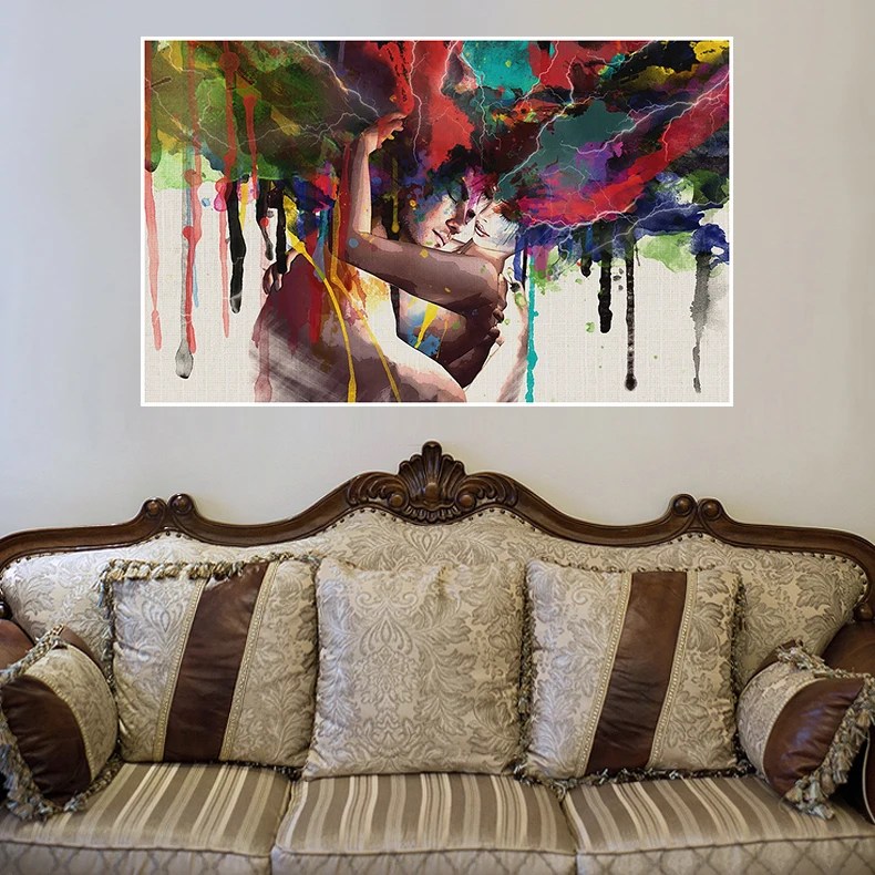 Abstrakte Liebhaber Leinwand Kunst Malerei Aquarell Kunst Skizze Bilder Fur Schlafzimmer Buy Wand Malerei Kunst Malerei Malerei Product On Alibaba Com